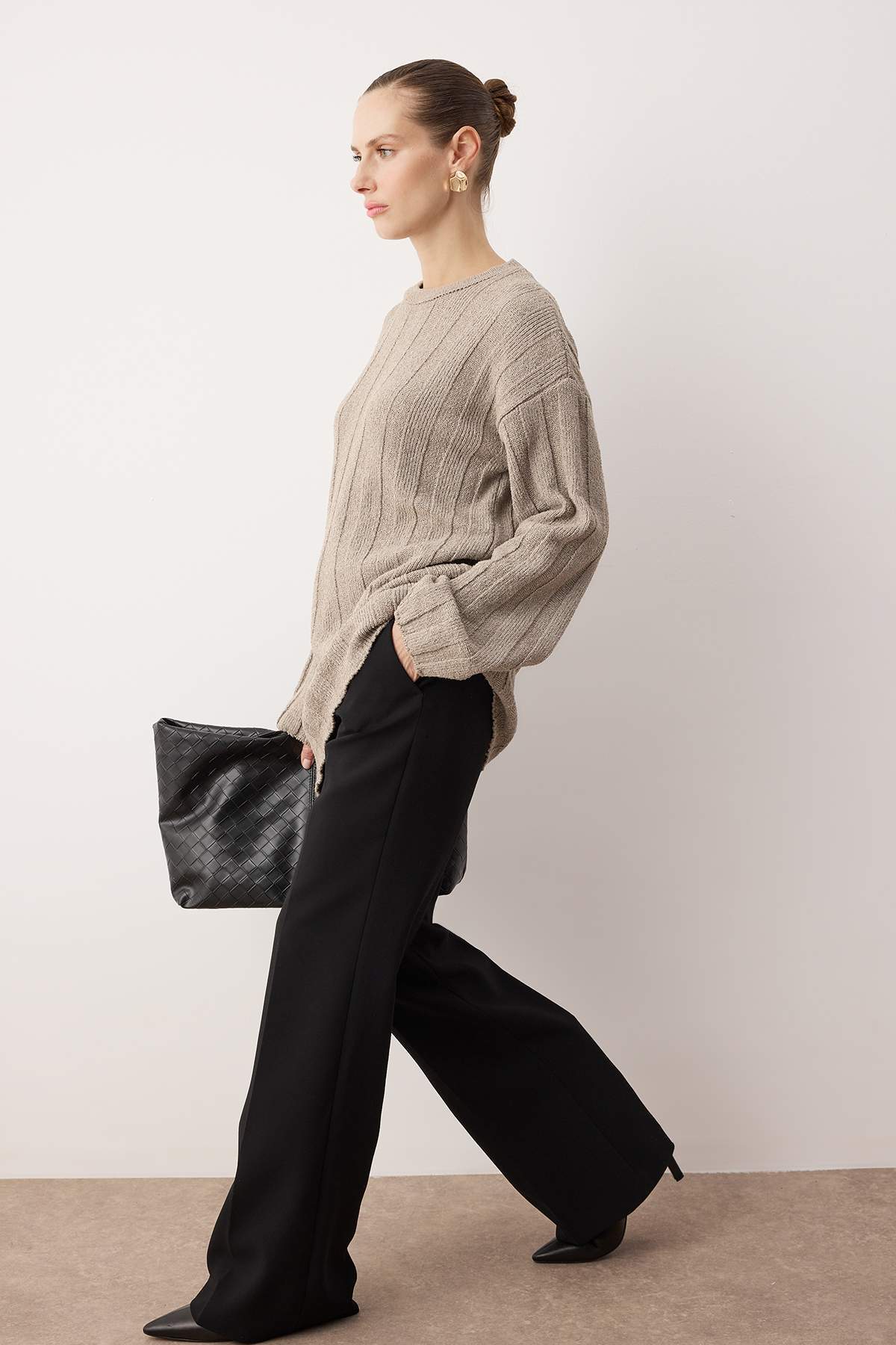 Trendyolmilla Modest Vizon Buklet Triko Kazak TCTAW26AK00014