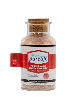 PureLife Himalaya Tuzu Granül Kristal Kaya Tuzu Pembe Cam 350g | Rafine Edilm...