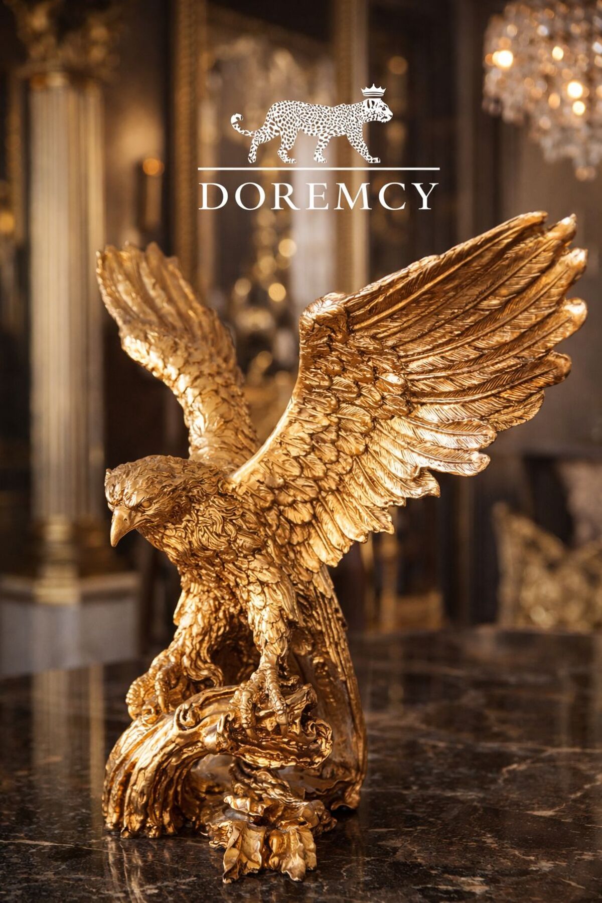Large Eagle Trinket Polyester Decorative Home & Office Object Gold Color Sculpture