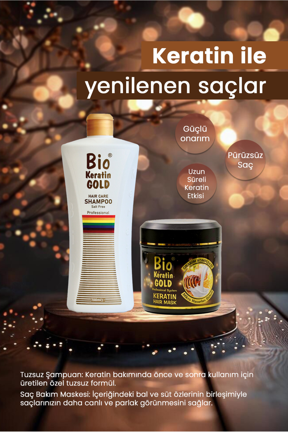 Tuzsuz Şampuan 700 ml + Yoğun Onarıcı Saç Bakım Maskesi 500 ml — A22 — تصویر 2 از 2