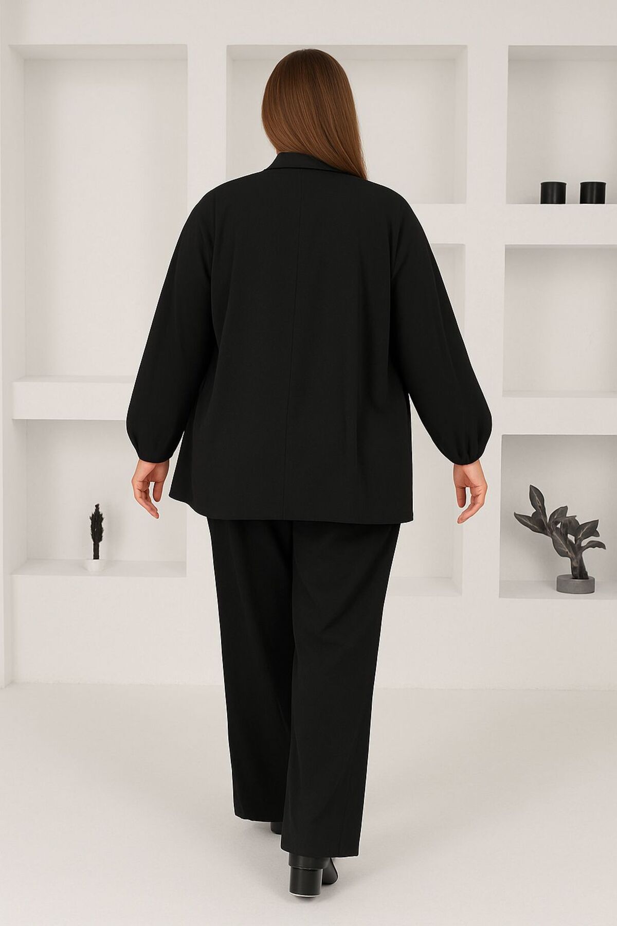 MAY MARA  BÜYÜK BEDEN CEKETLİ PANTOLONLU KREP TAKIM - Görsel 6