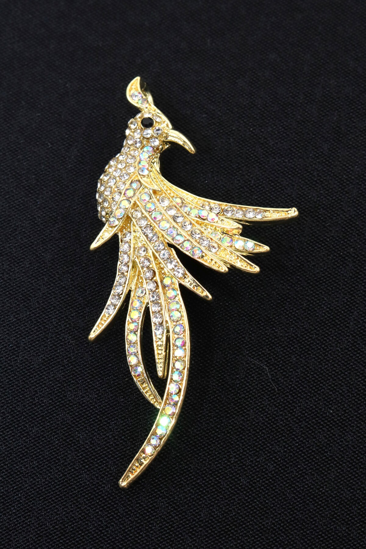 Nobility Phoenix Women's Brooch Gold Stone Design Lapel Pin Born from the Ashes