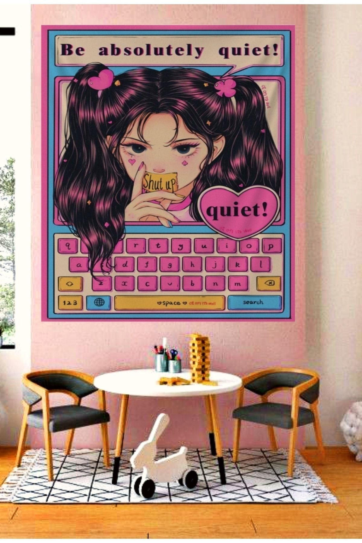 ALAMODECOR Pembeli Anime Kız Hippi Model Duvar Örtüsü | Duvar Halısı | Tapestry | fotoğrafı 2 (önizleme)