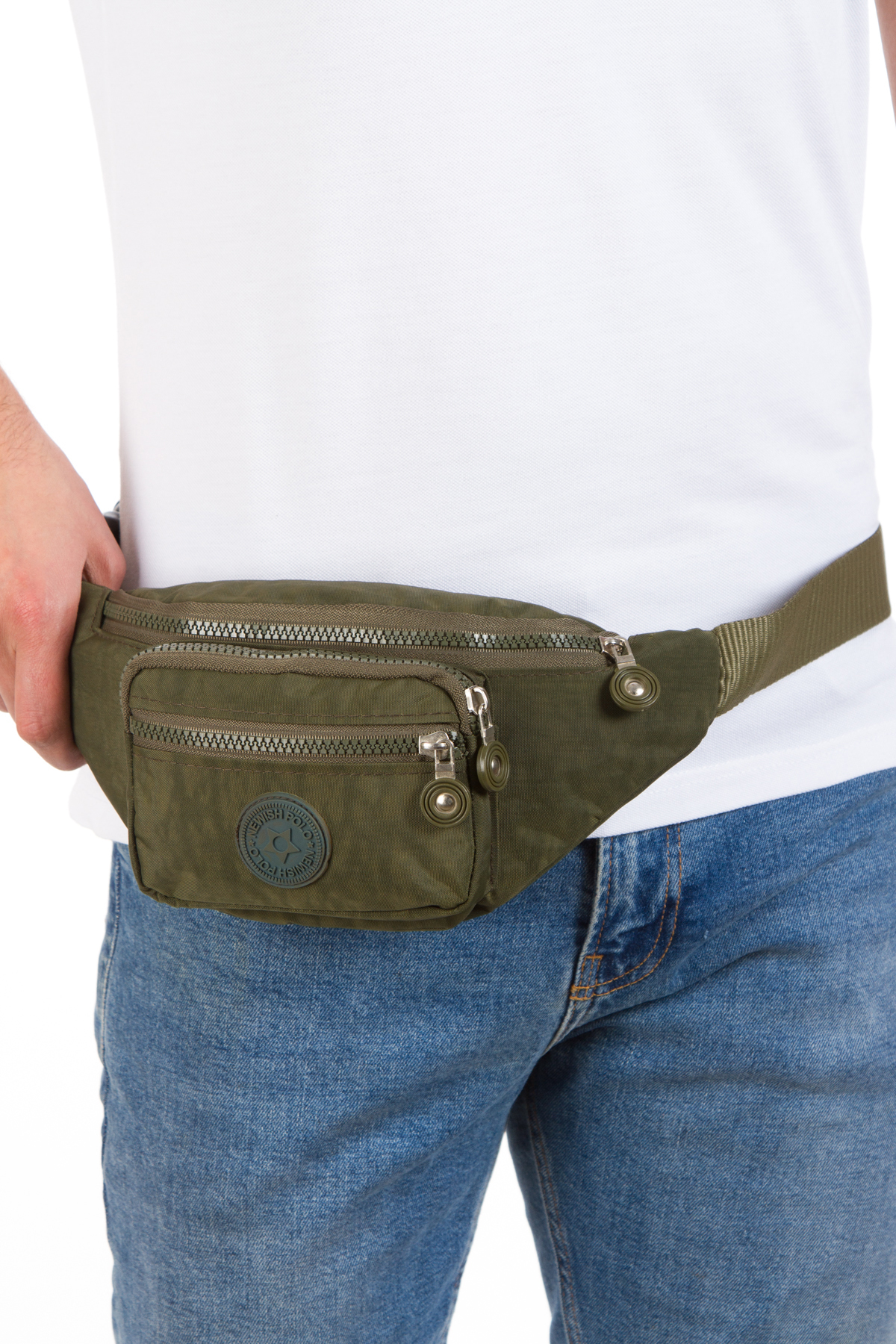 Newish Polo  Yuppy Club Krinkıl Çapraz Askılı Bel Omuz Ve Spor Çanta (Siyah ve Haki) - Görsel 3