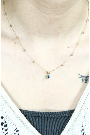 güneyler altın NAZAR BONCUKLU DORİKA KOLYE 14 AYAR A056109