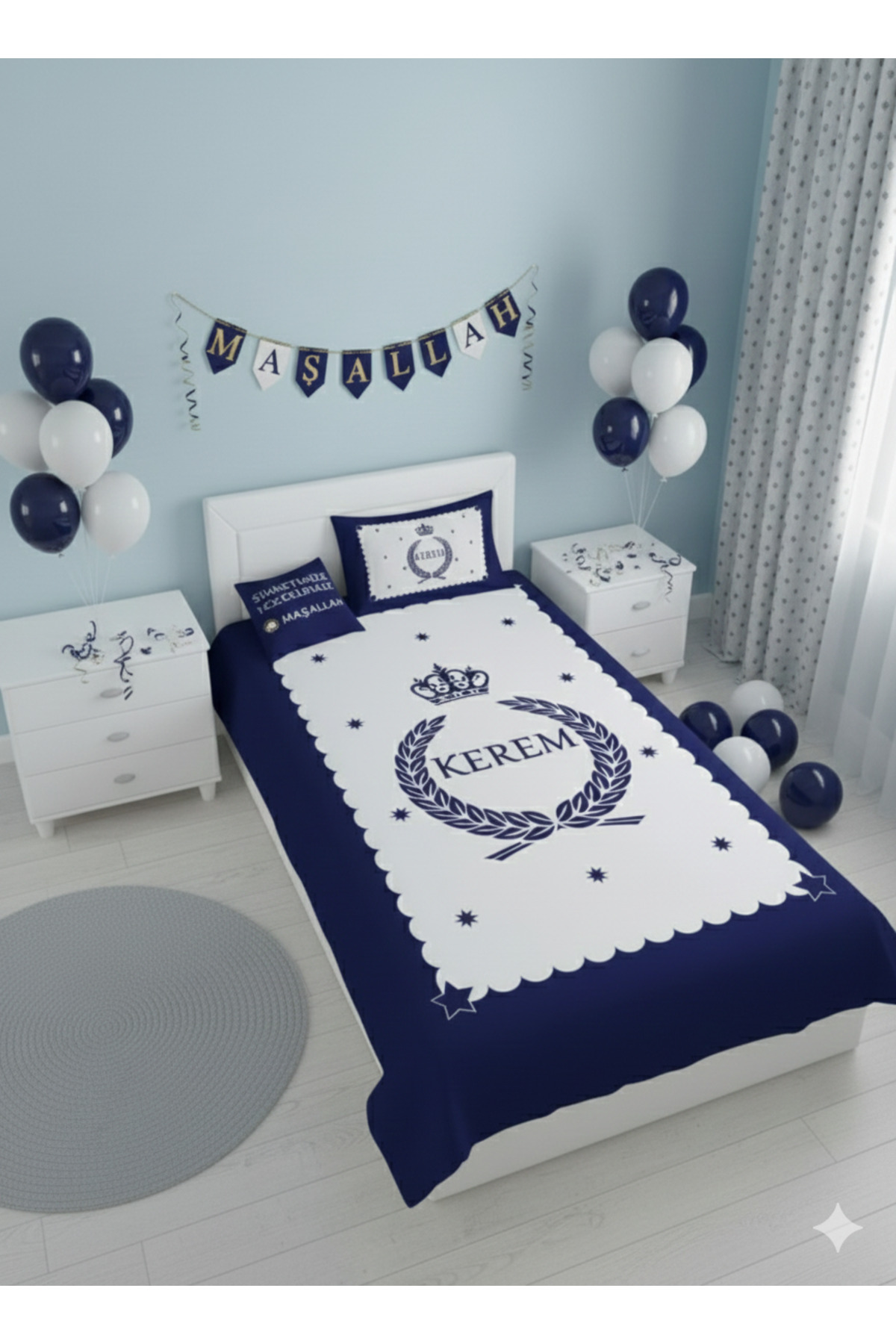 MEKTA HOME Isim Yazdırılabilir Sünnet Yatak Örtüsü Takımı Mkt-4001 fotoğrafı 2 (önizleme)