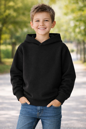 Cevval BASKISIZ DÜZ RENK KAPÜŞONLU OVERSİZE ÇOCUK SWEAT SHİRT