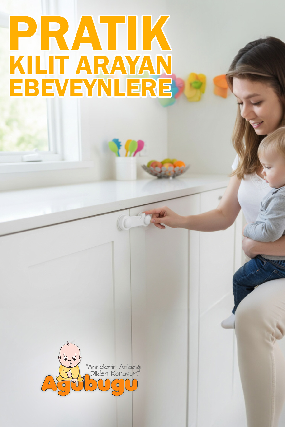 AGUBUGU BABY - Beyaz Dolap Kilidi - 4 Adet fotoğrafı 5 (önizleme)