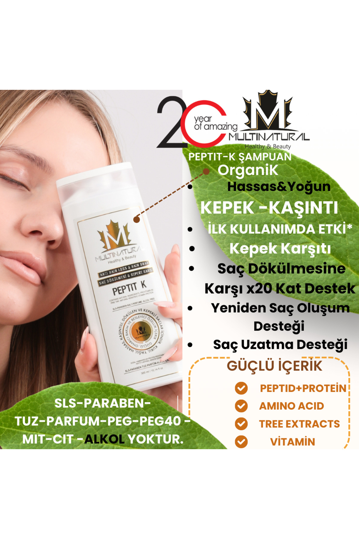 multinatural Kepek Şampuan, Saç Dökülmesi Şampuanı 300ml +