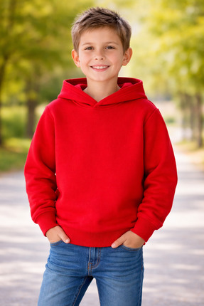 Cevval BASKISIZ DÜZ RENK KAPÜŞONLU OVERSİZE ÇOCUK SWEAT SHİRT