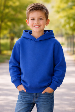 Cevval BASKISIZ DÜZ RENK KAPÜŞONLU OVERSİZE ÇOCUK SWEAT SHİRT