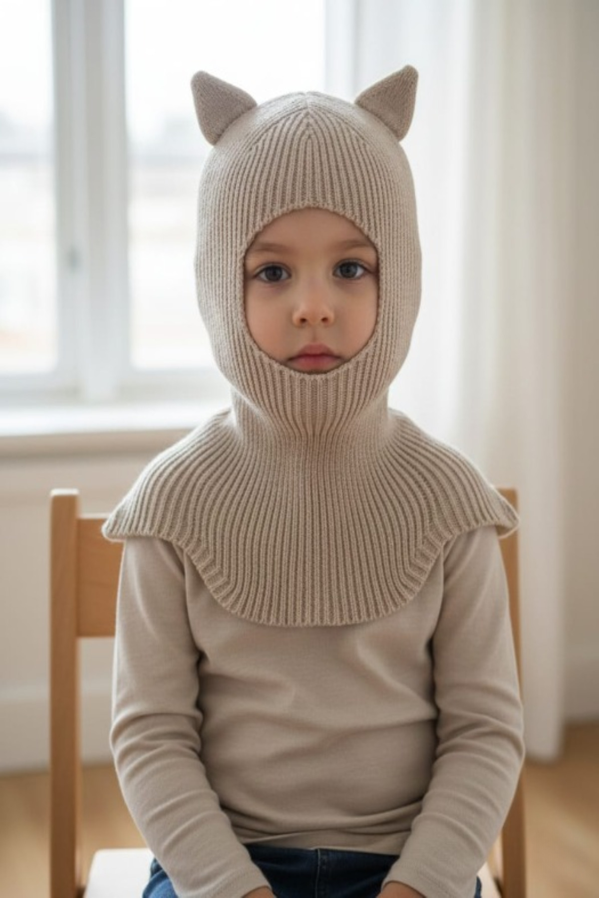 meriç bebe - bütün çocuklar melektir. mrc Kedi Kulaklı Kışlık Balaklava Triko Boyunluklu Bebek Çocuk Şapka Bere Kar Maskesi fotoğrafı 5 (önizleme)