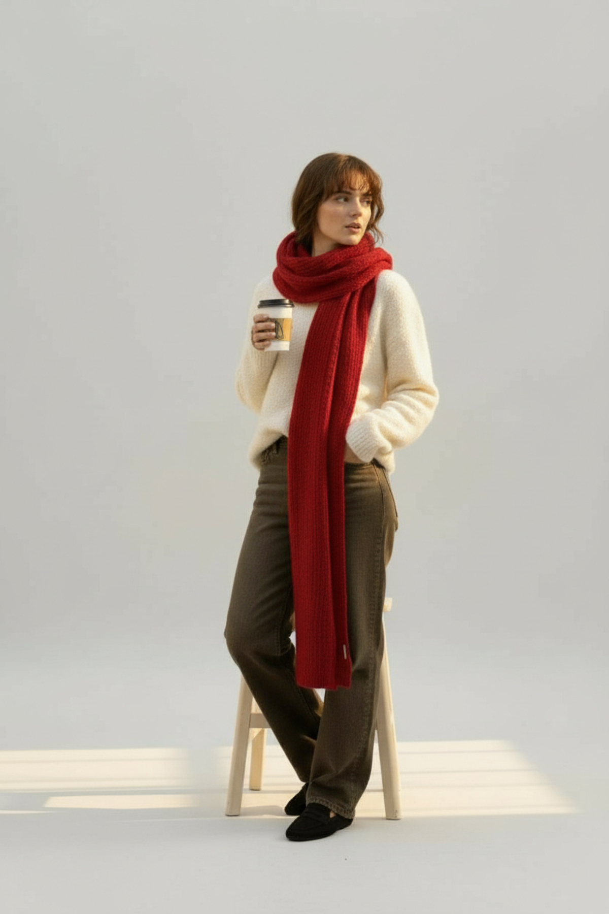 VARM  Soft Yumuşak Dokulu Uzun Geniş Triko Atkı - Görsel 2