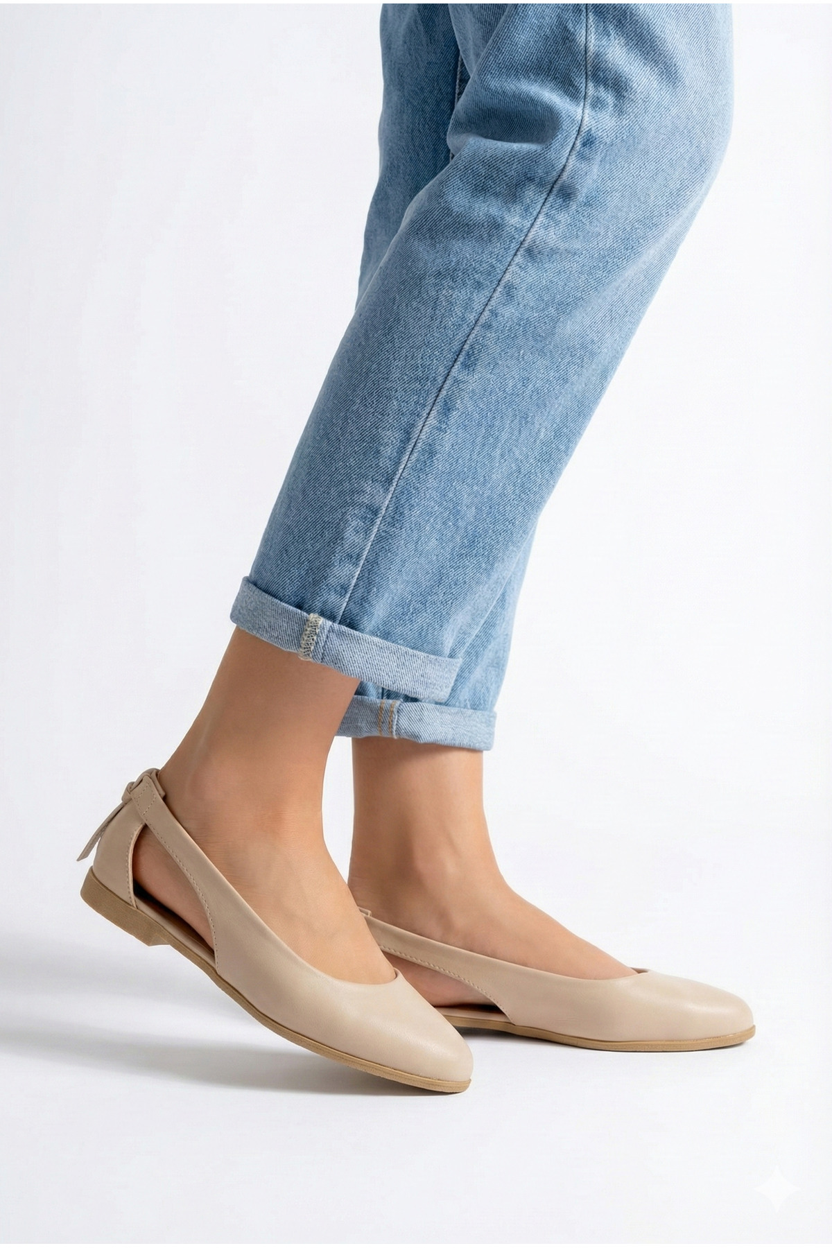 StWenn  Krem Kadın Babet Rahat Ortopedik Taban Anne Ayakkabı Deri Cilt - Görsel 6