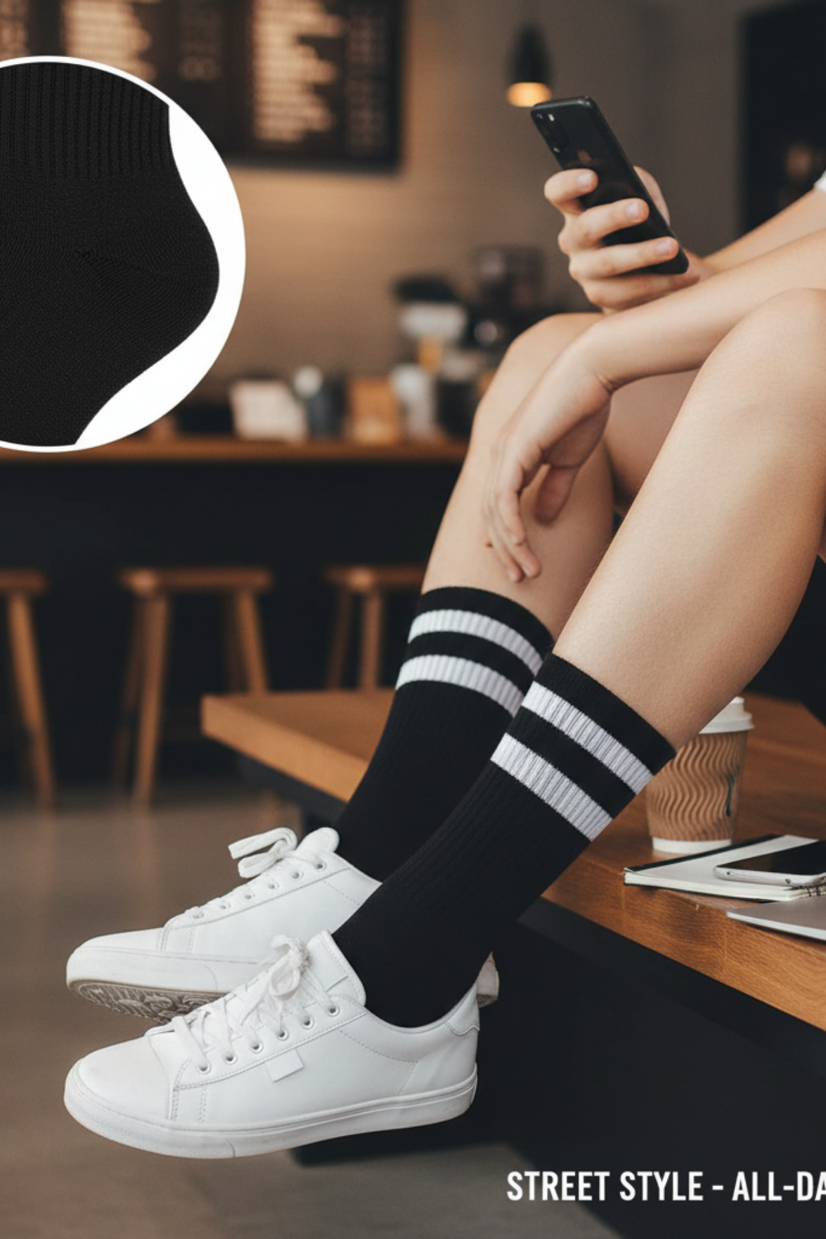 peru moda 6 Çift Kolej Tenis Çorap Seti Pamuklu 4 Mevsim Unisex Set görsel 4