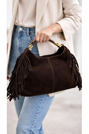 çkn sedat çakan çanta & fular & aksesuar WESTERN hakiki süet deri püskül deta...