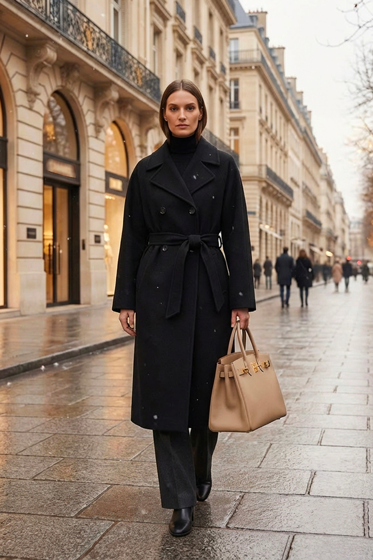 Soydan Güner  Kadın Oversize Kuşaklı Uzun Kaban (Gerçek Bedenden 2 Beden Büyük) Siyah 2050 - Görsel 8