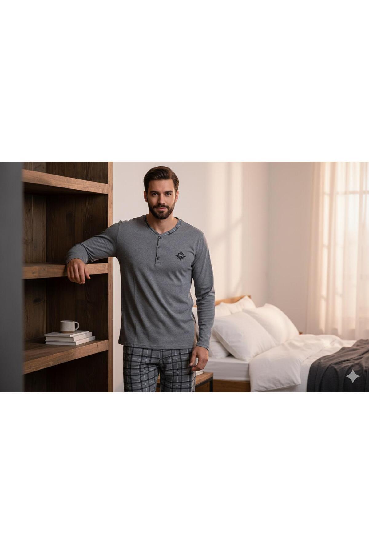 Sude HOMEWEAR Erkek Uzun Kol Pijama Takımı