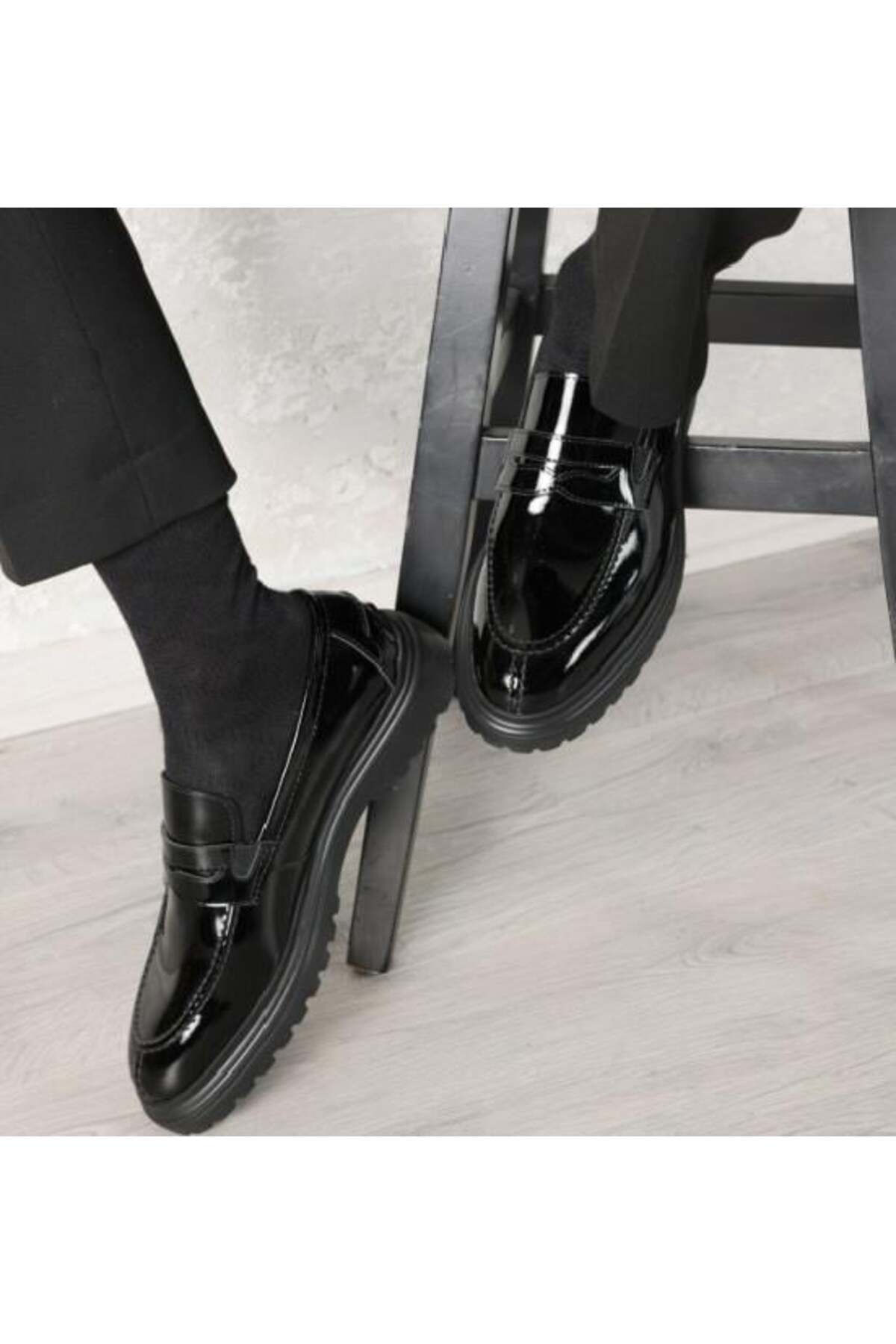 Byterre Alba Hakiki Deri El Yapımı Siyah Loafer görsel 4