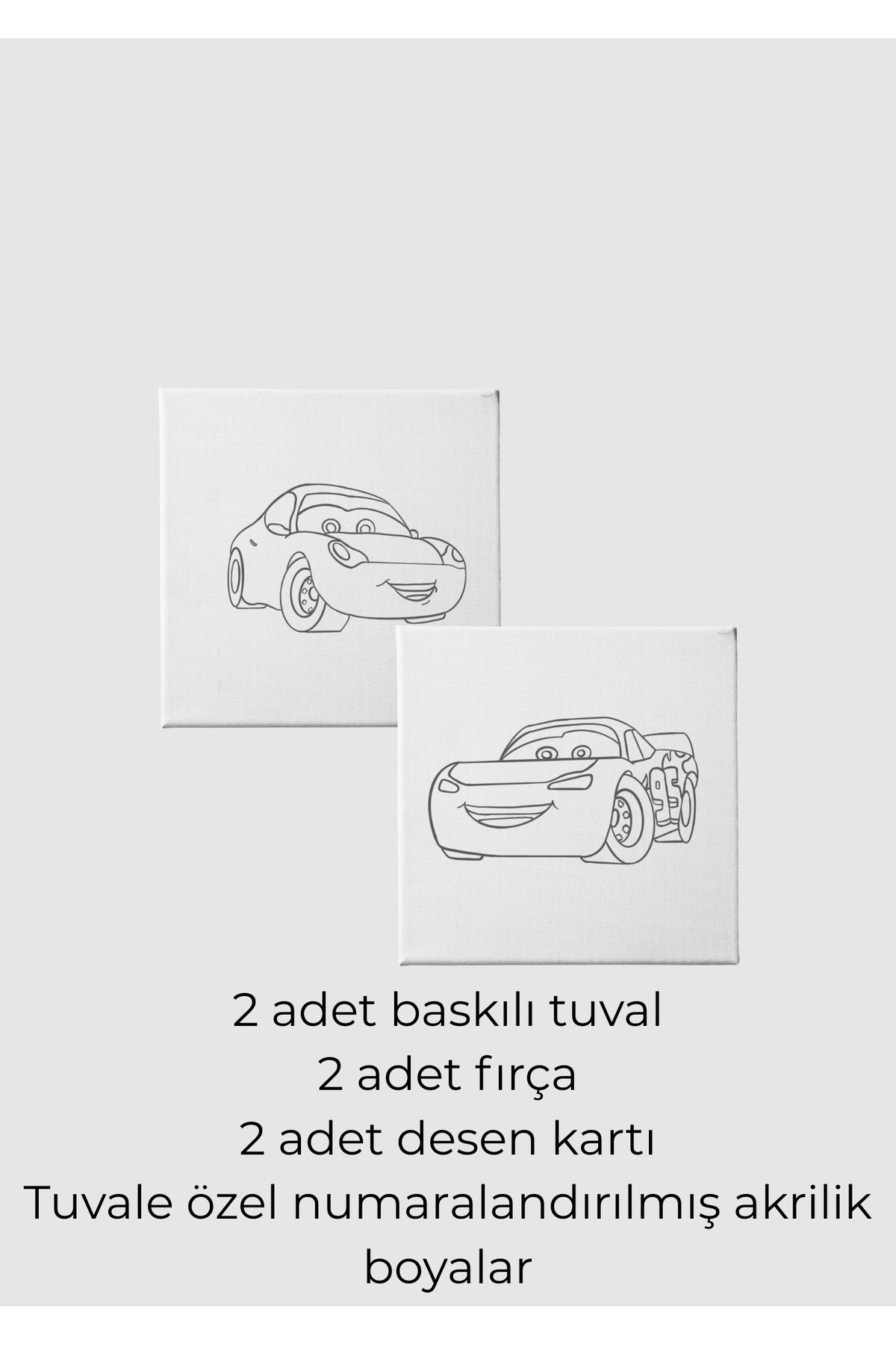 Piece Of Date Arabalar Sayılarla Tuval Boyama Seti (Şimşek McQueen ve Sally)