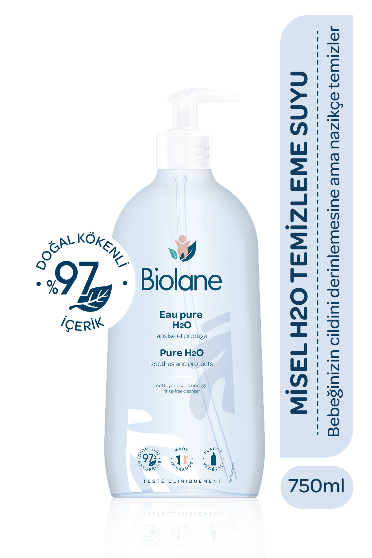 Biolane %97 Doğal İçerikli Micellar Bebek Çocuk Temizleme Suyu H2O (750ml) — 3286010077974