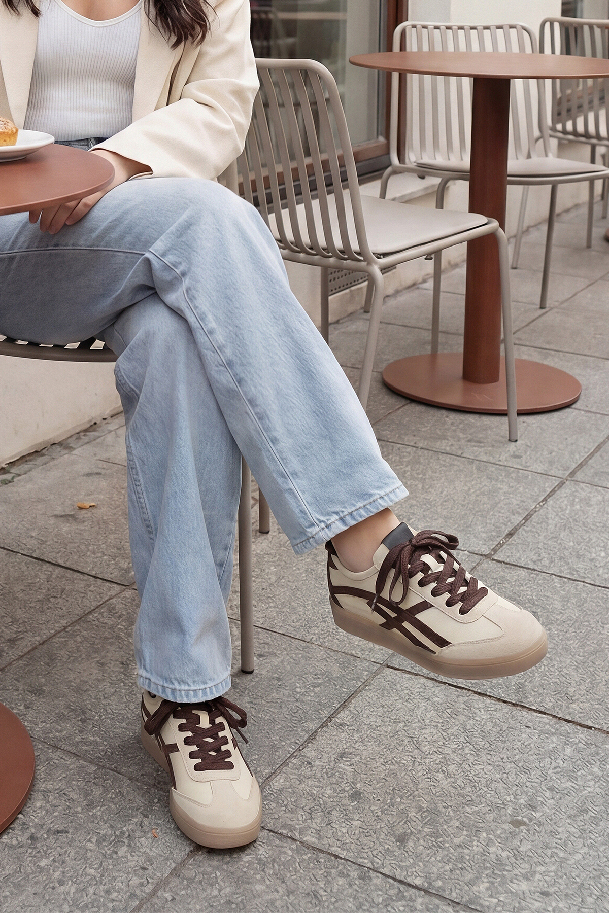 Marjin  Kadın Sneaker Bağcıklı Spor Ayakkabı Alvena Kahve - Görsel 2