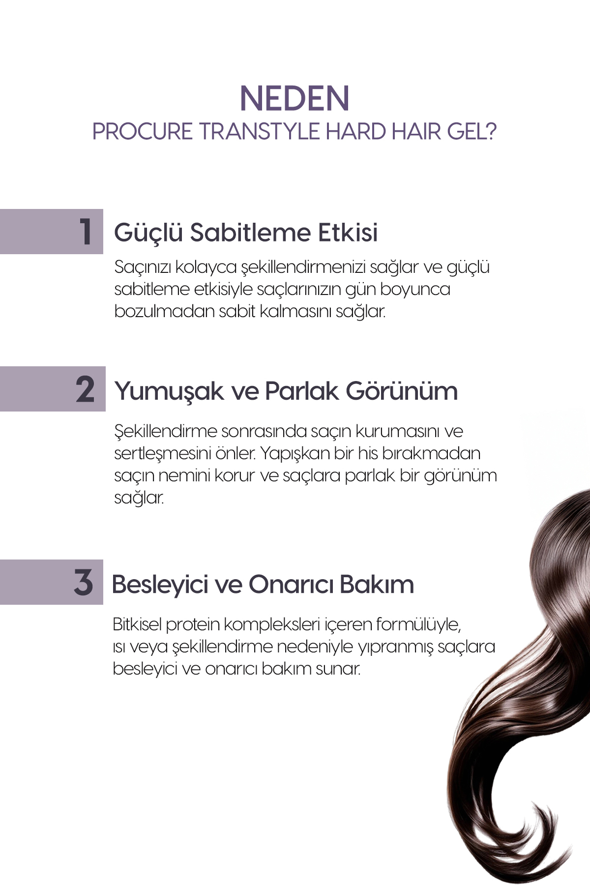 Bakım Etkili, Güçlü Tutuşlu, Şekillendirici Sert Saç Jölesi Procure Transtyle Hard Hair Gel — 8806185720786 — تصویر 3 از 8