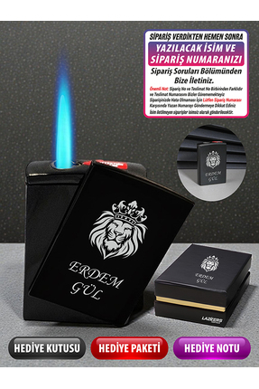LAZZERS HEDİYELİK Kişiye Özel İsimli Lüks Kutulu Yana Kaydırmalı Aslan Tasarı...