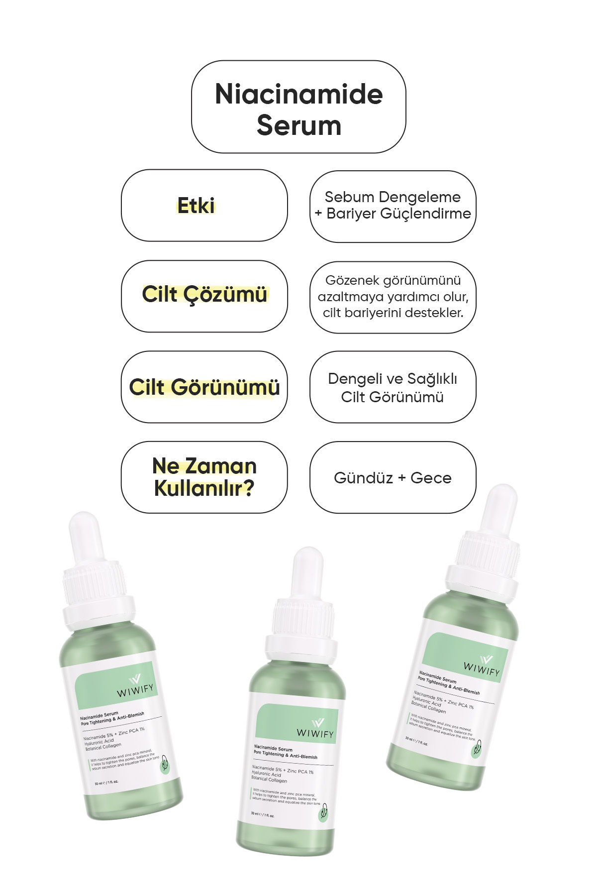 Gözenek Sıkılaştırıcı, Akne Karşıtı, Ton Eşitleyici Niacinamide Serum (Niacinamide 5%+ZincPca 1%) — 106 — تصویر 7 از 7