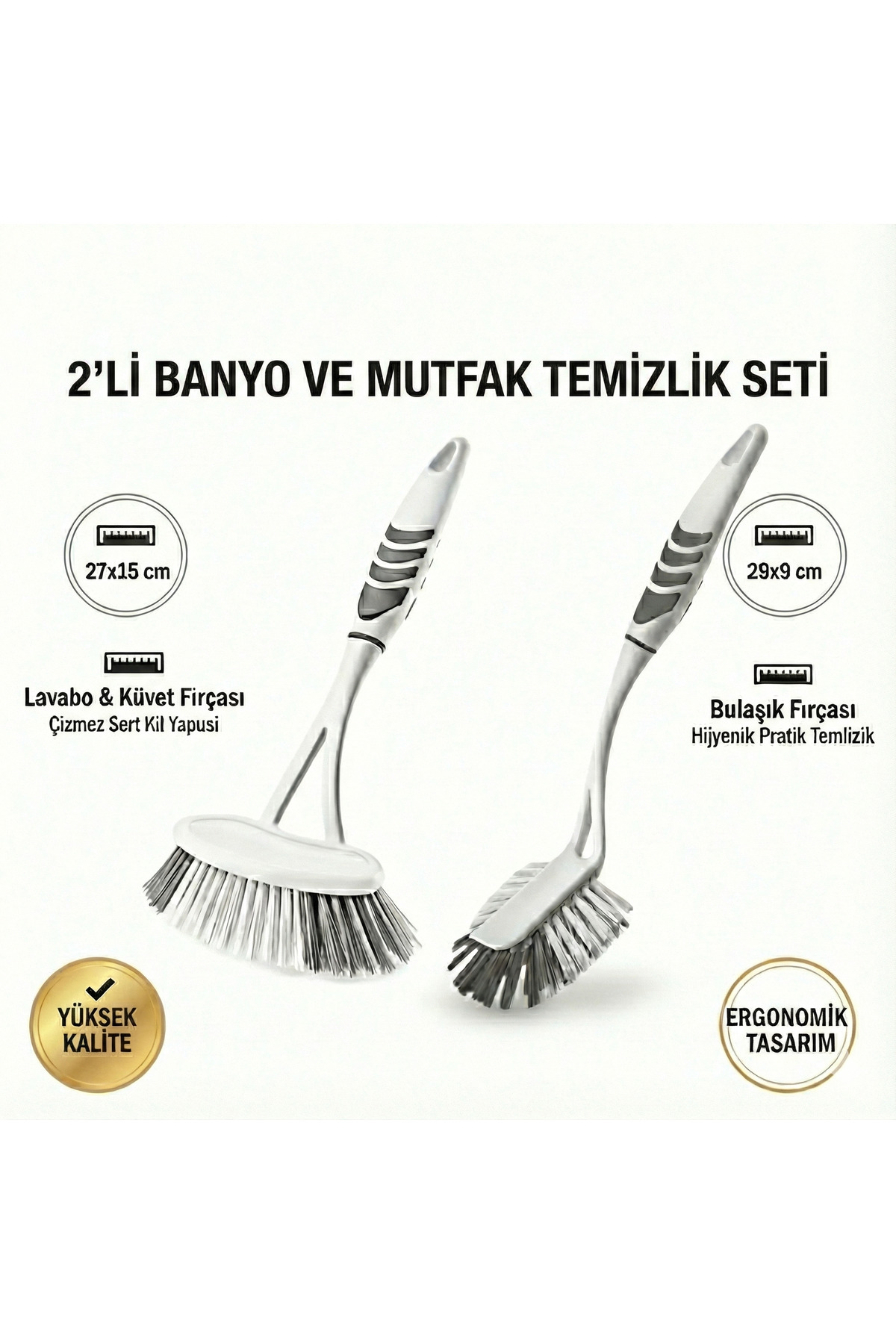 Righton 2'li Pratik Mutfak ve Banyo Temizlik Seti - Lavabo, Küvet ve Bulaşık Fırçası