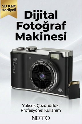 NEFFO Dijital Kamera | Profesyonel Kalite, Şarjlı SİYAH (Hafıza Kartı Hediyeli)