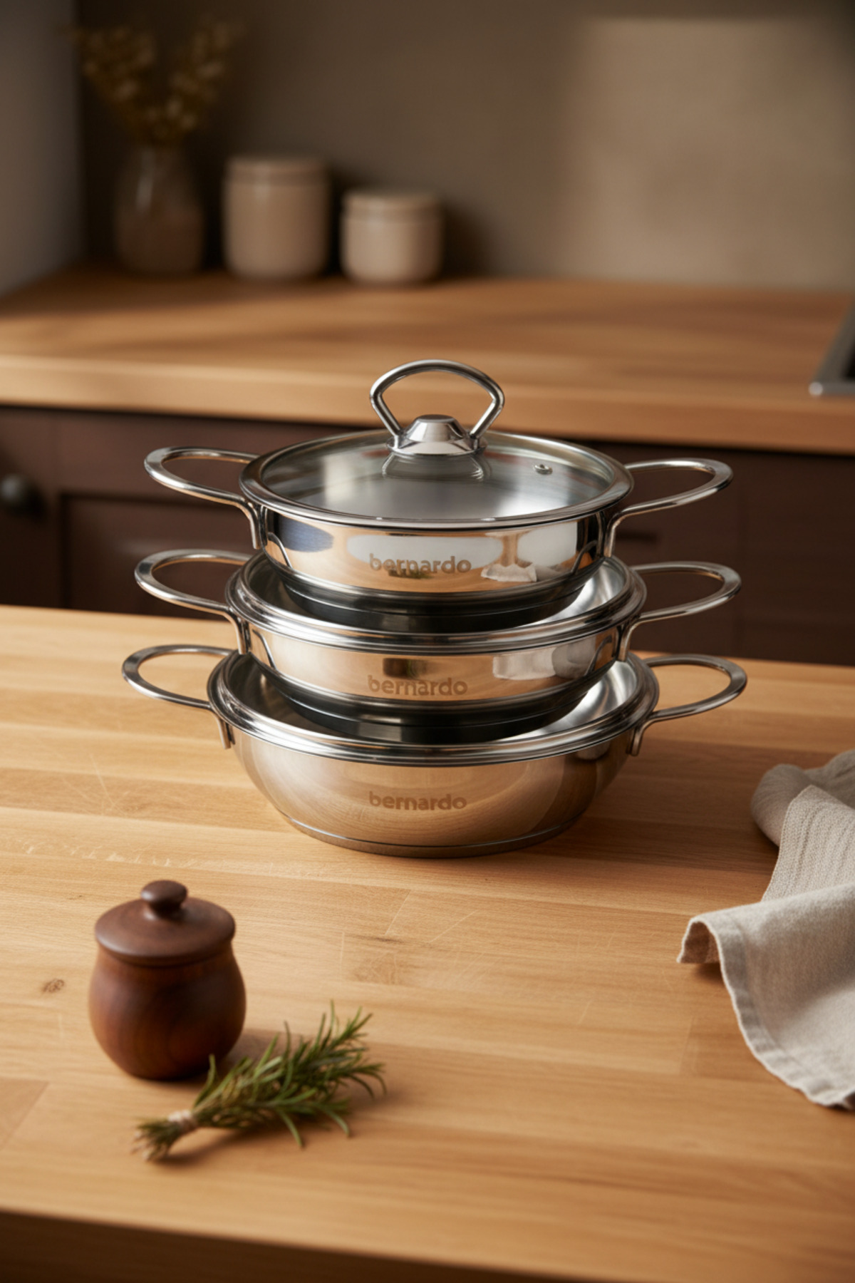 Bernardo Meyra 6 Parça Çelik Sahan Seti (16-18-20 Cm)