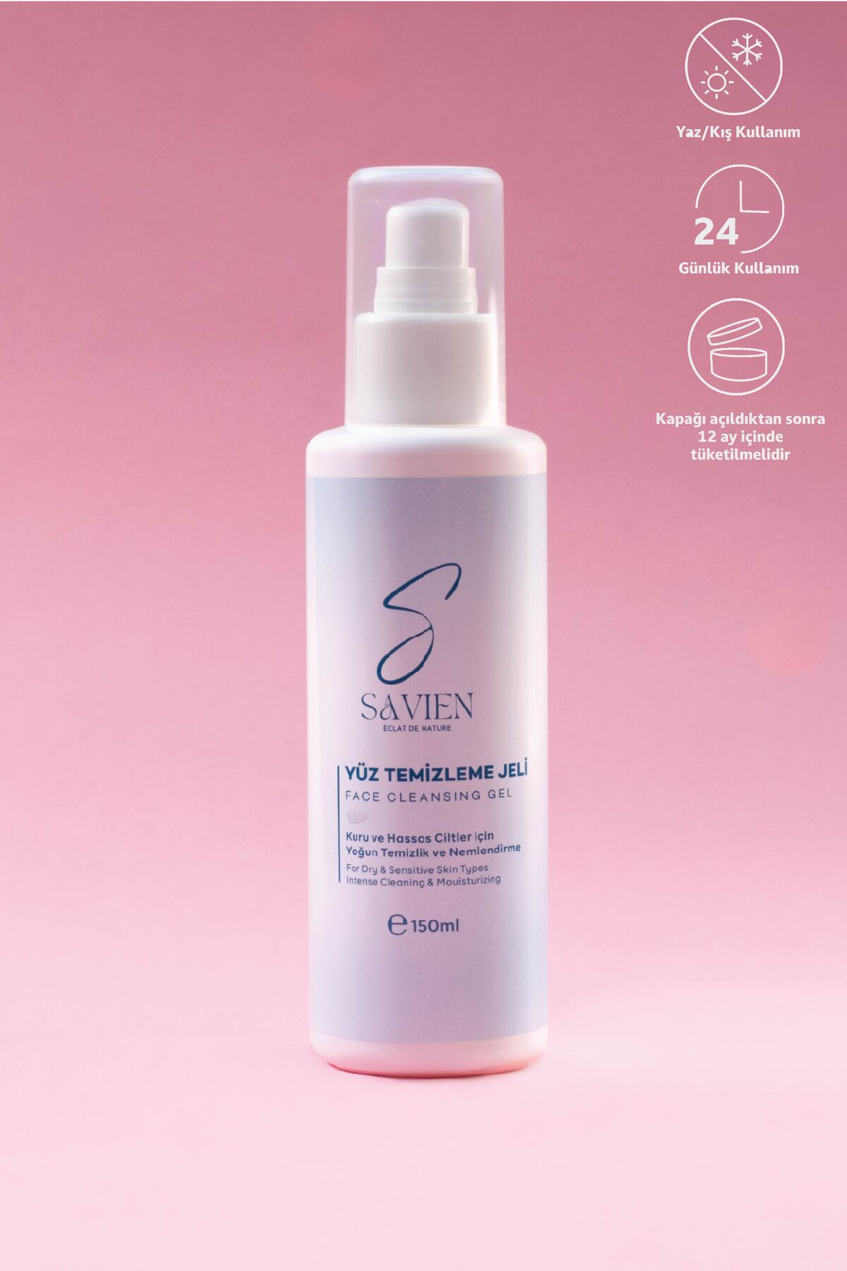 Kuru Ve Hassas Ciltler Için Yüz Temizleme Jeli - Yoğun Temizlik Ve Nemlendirme Jeli 150 ml — SAVIENKURUHASSASJEL — تصویر 2 از 4