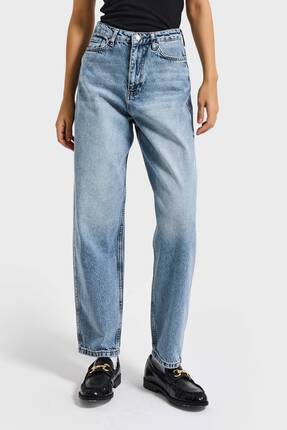 it's basic Kadın Snow Kot Rengi Relax Mom Fit Denim Pantolon