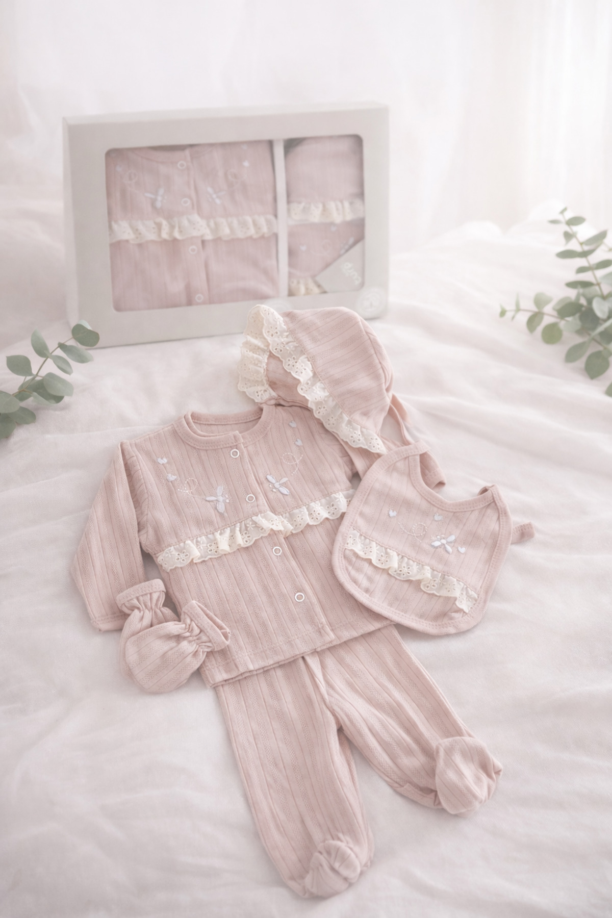 Arin Baby YENİDOĞAN 5Lİ ZIBIN SET/%100 PAMUK KIZ BEBEK HASTANE ÇIKIŞI/HEDİYELİK KIZ BEBEK HASTANE ÇIKIŞI fotoğrafı 6 (önizleme)