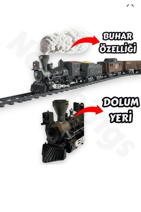 VARDEM OYUNCAK Popüler Buharlı Işıklı Sesli 30 Parça Klasik Tren Seti,1 Lokom...