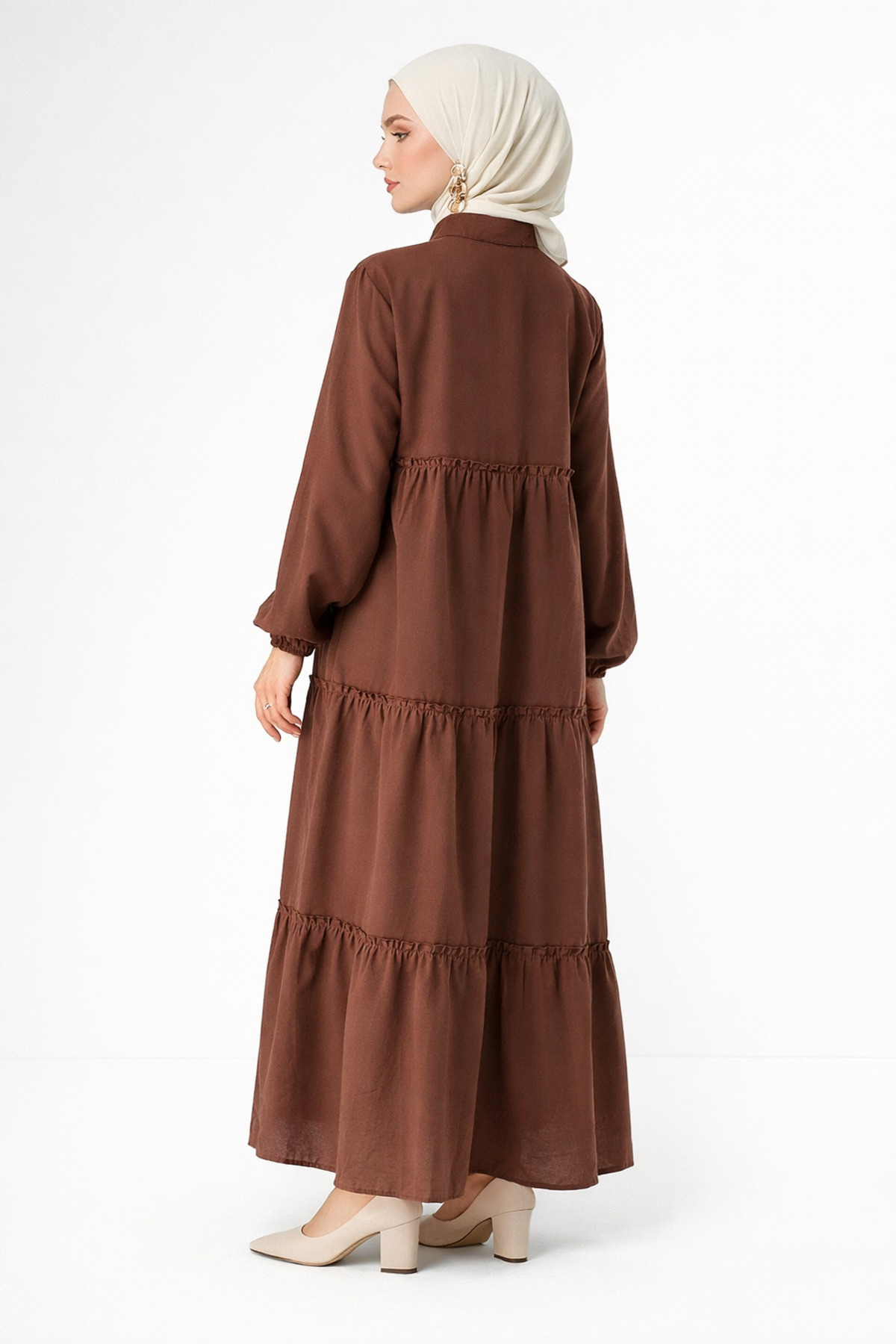 HAKKE  Kadın Yaka Bağcıklı Tesettür Elbise - Görsel 3