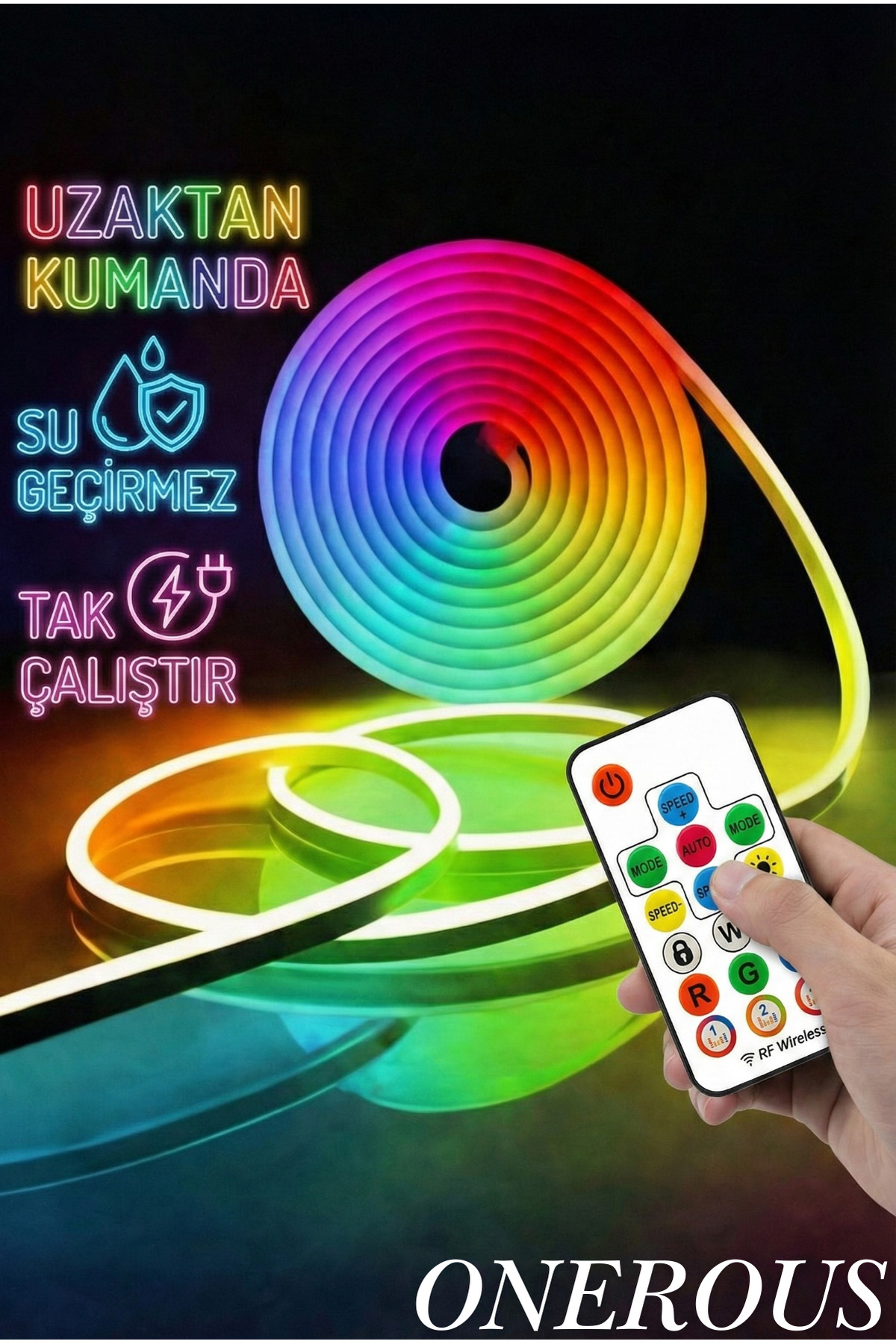 Onerous RGB Pixel Neon 5 metre LED Şerit - RF Uzaktan Kumandalı
