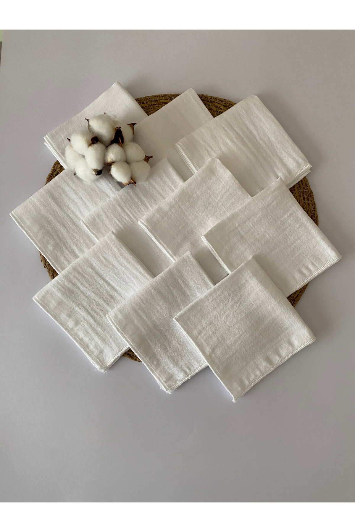 GLORY BABY 10'lu Müslin Bebek Ağız Mendili %100 Pamuk Beyaz Renk 25X25 Cm