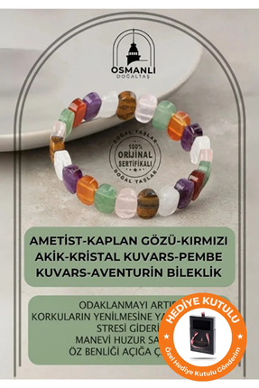 OSMANLI DOĞAL TAŞ Orijinal & Sertifikalı 7 Çakra Roleks Bileklik Kutulu & El ...