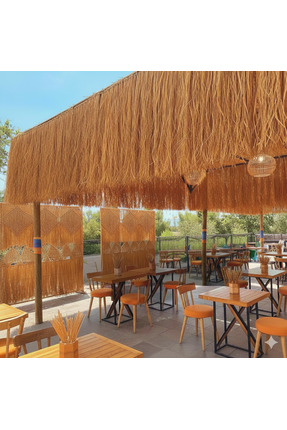 özgazi Dekoratif Doğal Hasır Püskül Ot Rafya-3 Metre x 75 Cm-Bahçe Balkon Çit...