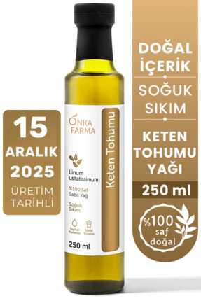 OnkaFarma Onka Farma Keten Tohumu Yağı 250 ml %100 Saf, Doğal Soğuk Sıkım Ket...