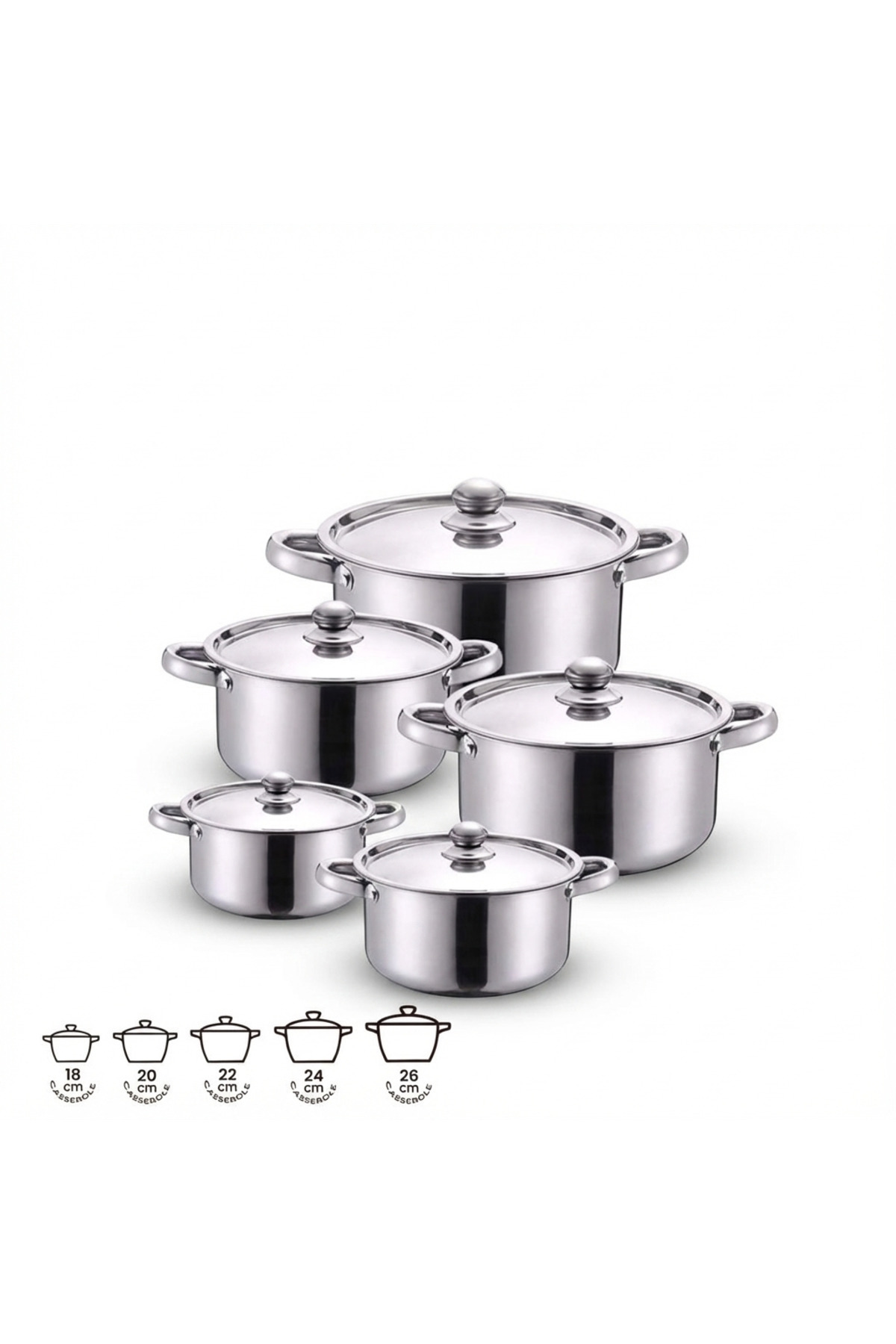 Bright Home مجموعة أواني طهي من الفولاذ المقاوم للصدأ ثلاثية الطبقات، 10 قطع