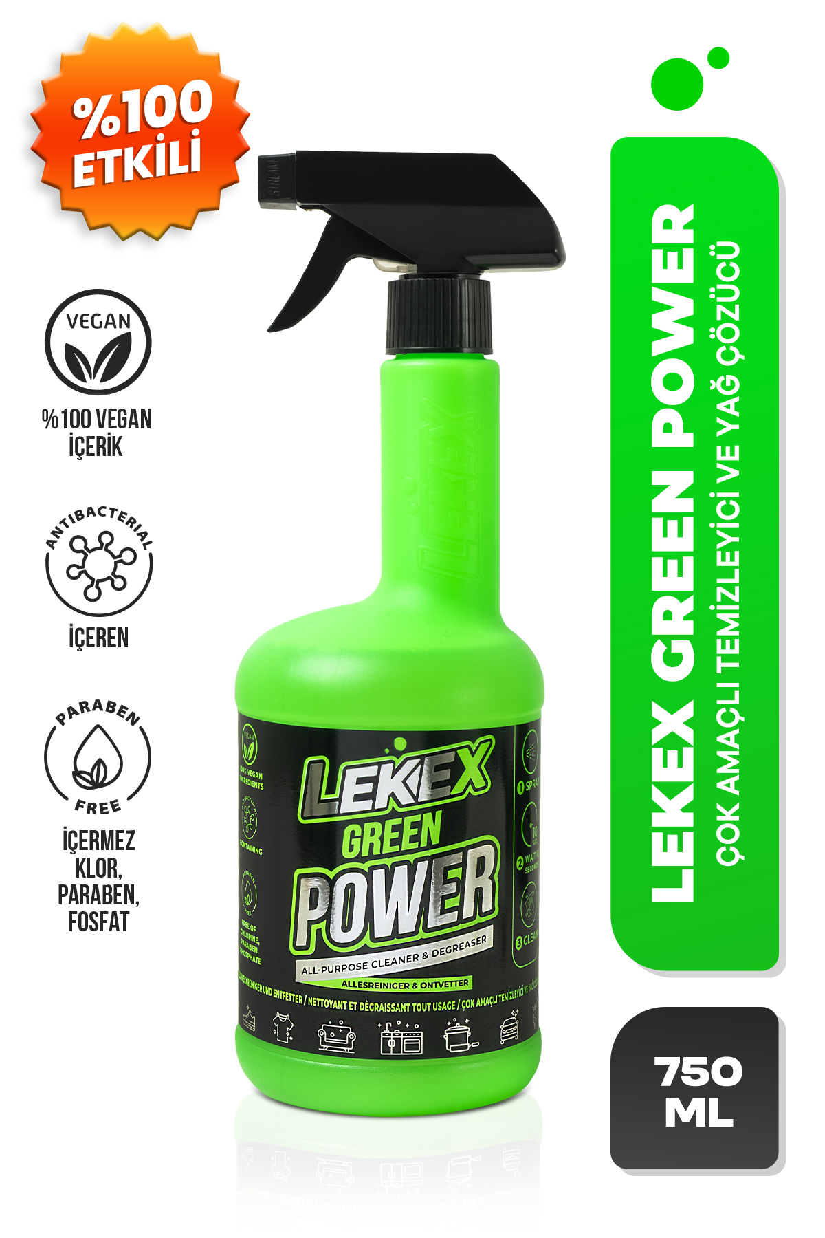 Pimoliza Lekex Green Power Çok Amaçlı Temizleyici ve Yağ Çözücü 750 ml