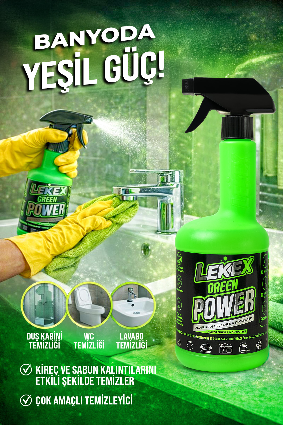 LDH クリーナー Lekex Lekex Green Power Çok Amaçlı Temizleyici ve Yağ Çözücü 750