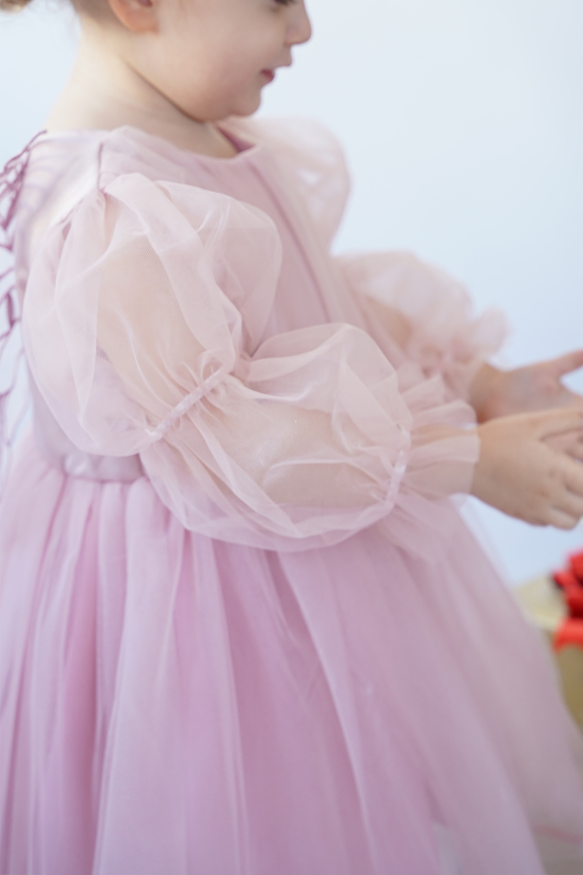 ALYRA Kız Bebek Çocuk Uzun Kollu Kanatlı Doğum Günü Parti Düğün Özel Gün Tüllü Tütü Astarlı Prenses Elbise fotoğrafı 3 (önizleme)