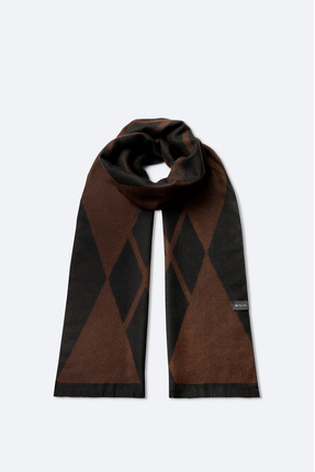 Avva Erkek Siyah-Kahverengi Viskon Karışımlı Püsküllü Desenli Şal A42Y9406
