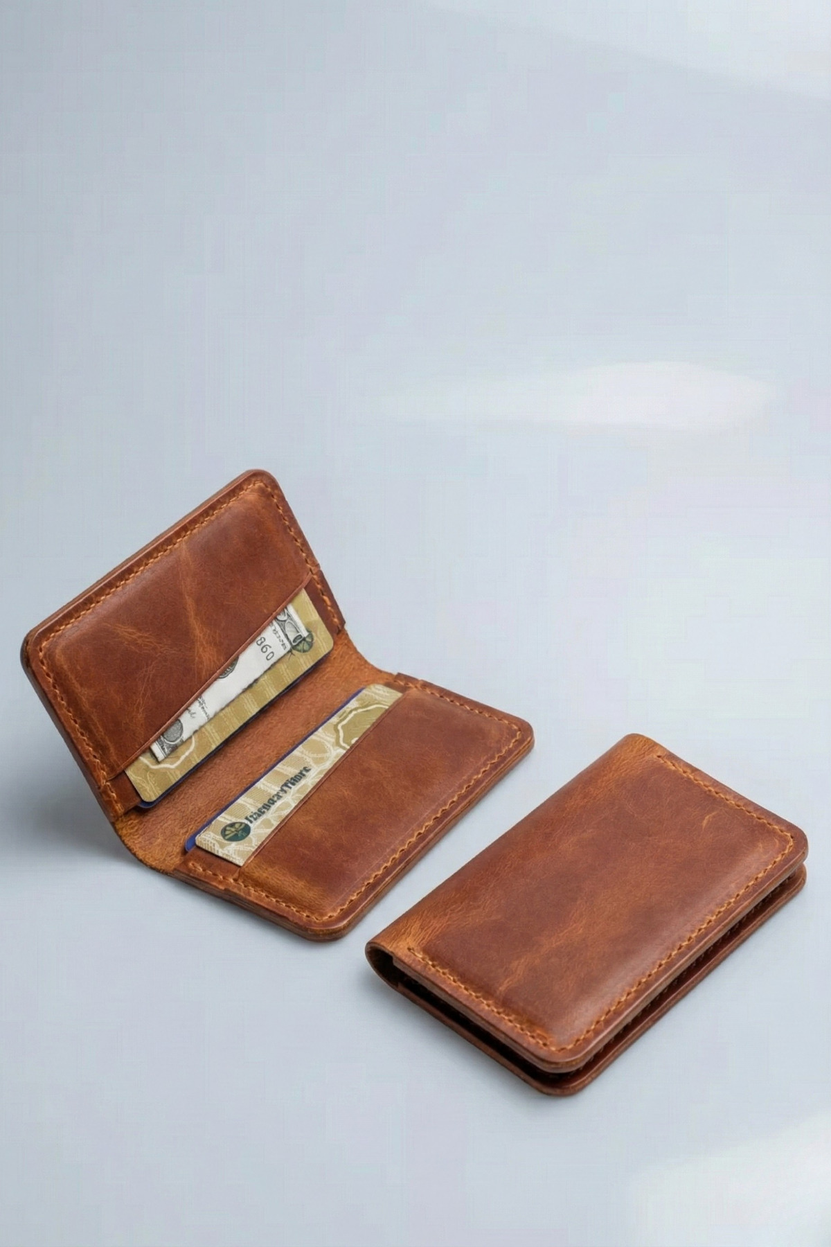 luvo  El Yapımı Hakiki Deri Kartlık İtalyan Dikiş Premium Hakiki Deri Taba