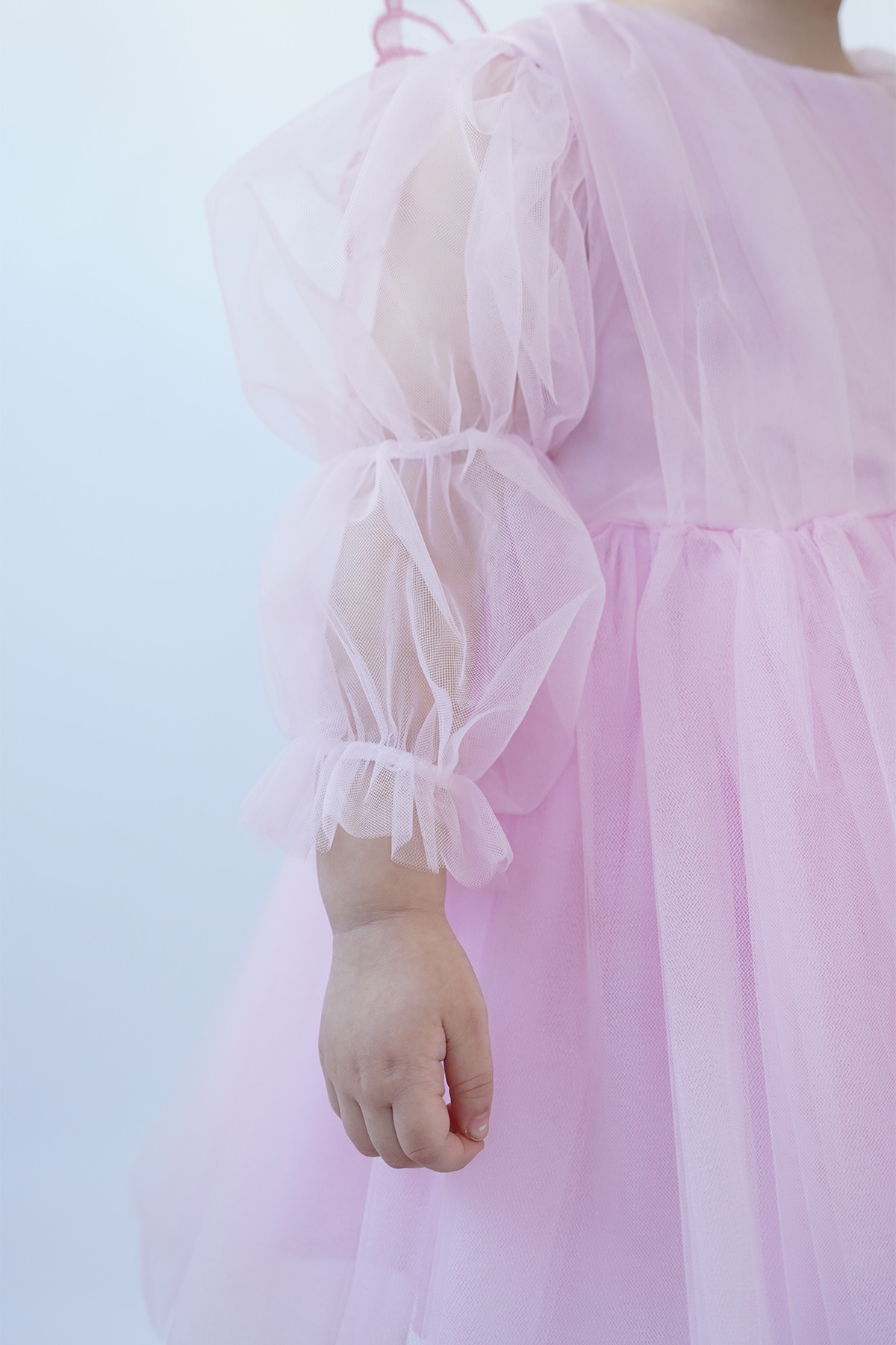 ALYRA Kız Bebek Çocuk Uzun Kollu Kanatlı Doğum Günü Parti Düğün Özel Gün Tüllü Tütü Astarlı Prenses Elbise fotoğrafı 4 (önizleme)