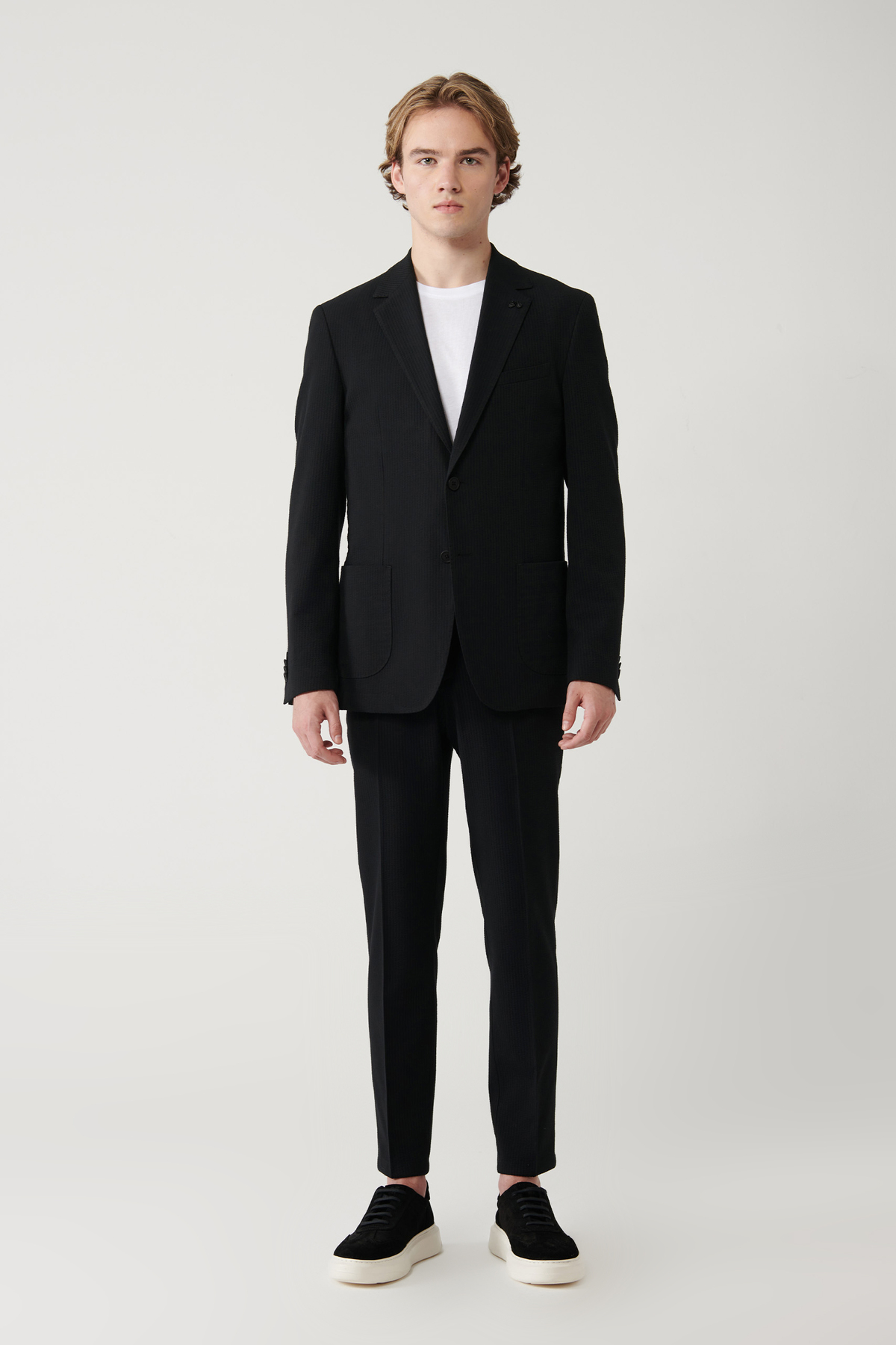 Avva  Erkek Siyah Yırtmaçlı Astarsız Esnek Kumaş Comfort Slim Fit Blazer Ceket A41Y4000 - Görsel 6